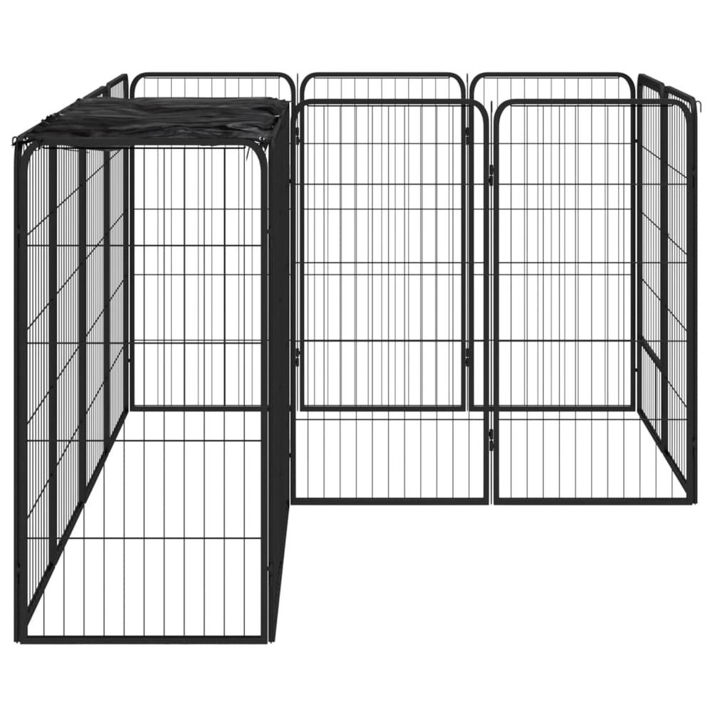 14-Panel Dog Playpen Black 19.7"x39.4" Powder-coated Steel. Picture 2