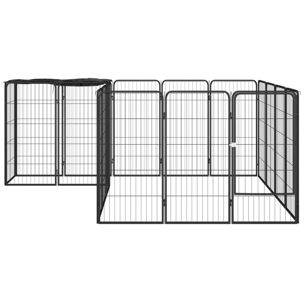 18-Panel Dog Playpen Black 19.7"x39.4" Powder-coated Steel. Picture 1