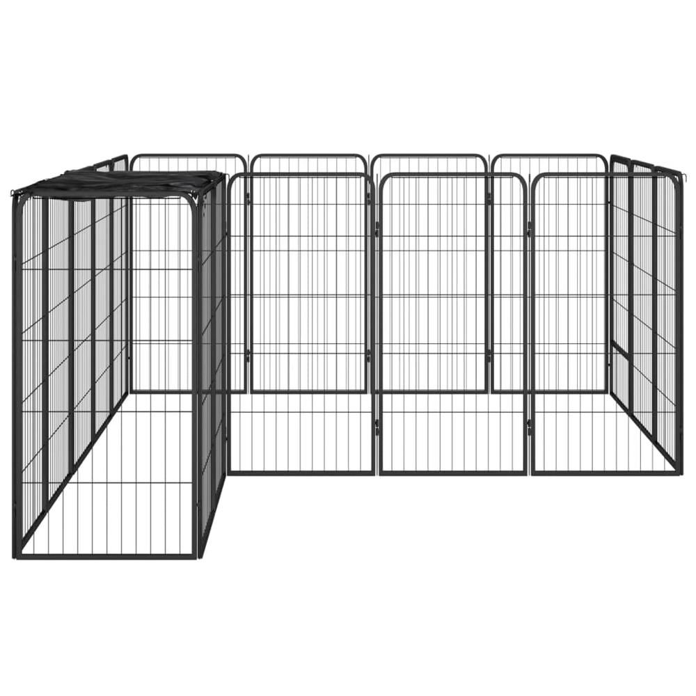 18-Panel Dog Playpen Black 19.7"x39.4" Powder-coated Steel. Picture 2