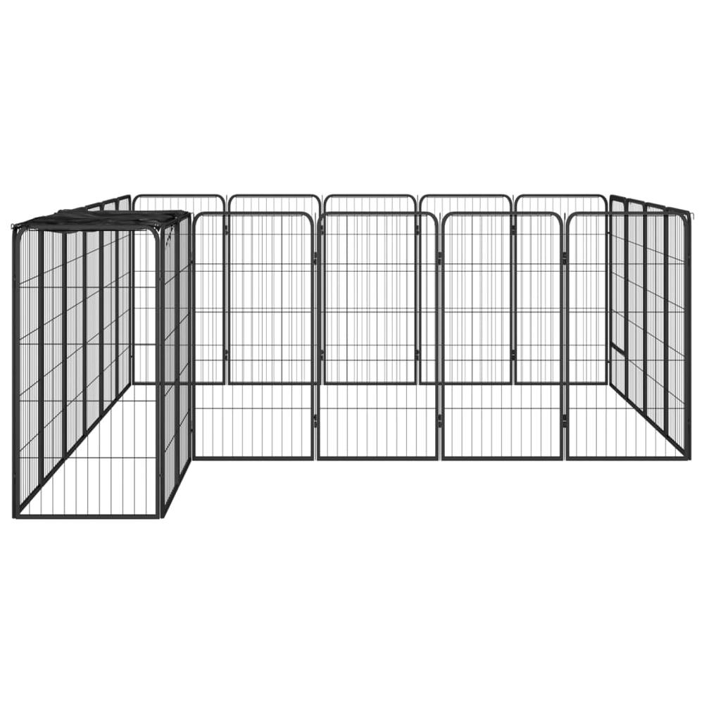 22-Panel Dog Playpen Black 19.7"x39.4" Powder-coated Steel. Picture 2