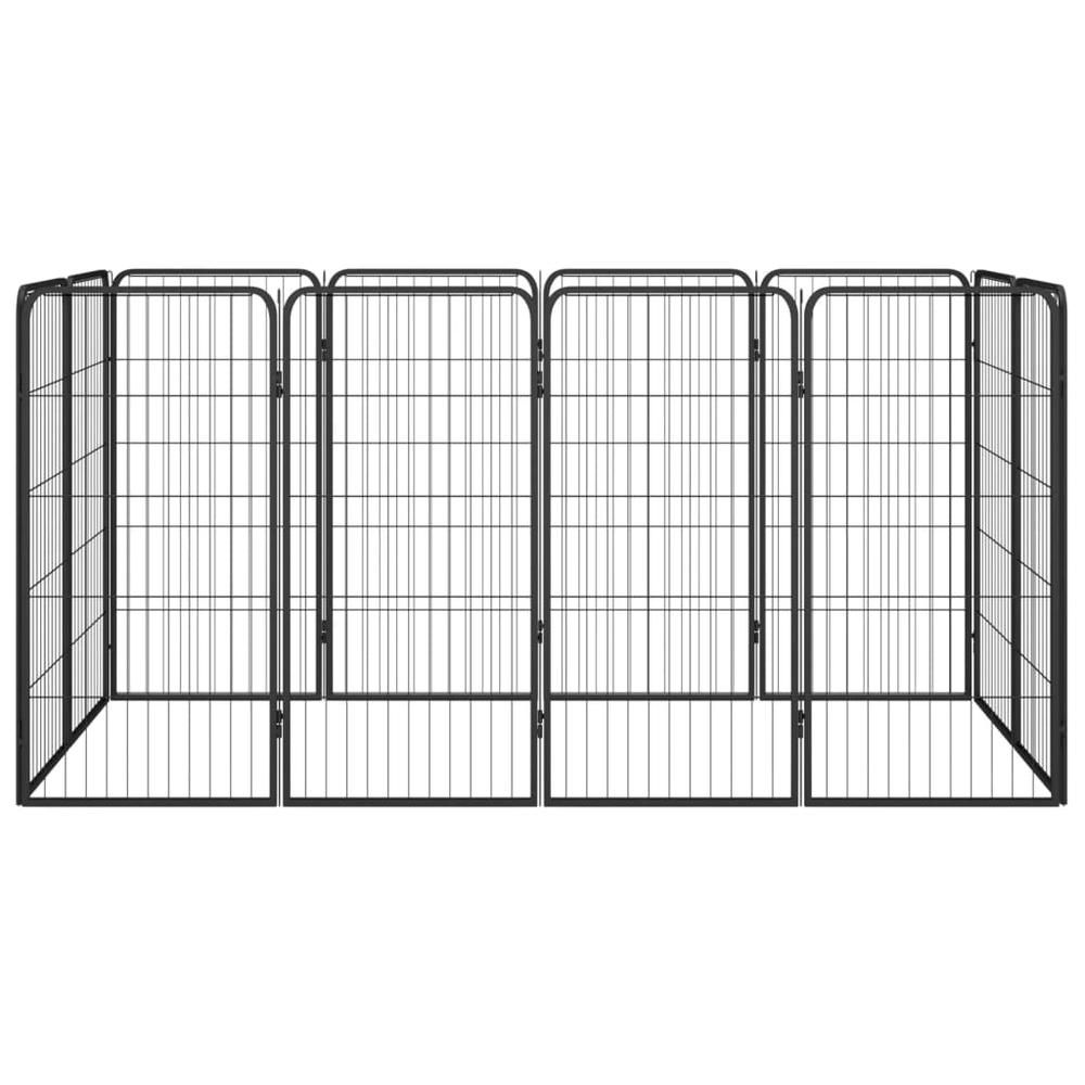 12-Panel Dog Playpen Black 19.7"x39.4" Powder-coated Steel. Picture 1