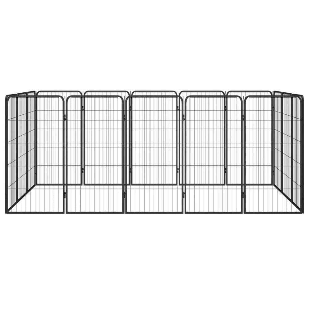 16-Panel Dog Playpen Black 19.7"x39.4" Powder-coated Steel. Picture 1