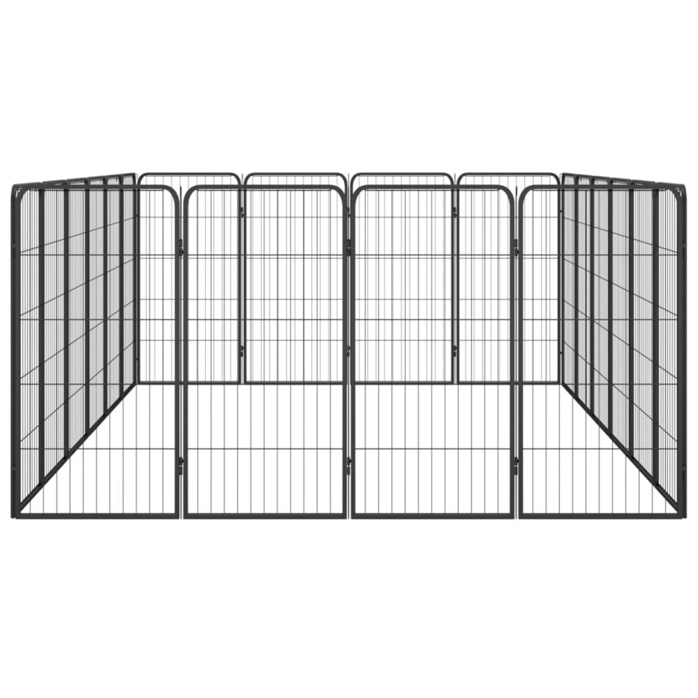 20-Panel Dog Playpen Black 19.7"x39.4" Powder-coated Steel. Picture 3