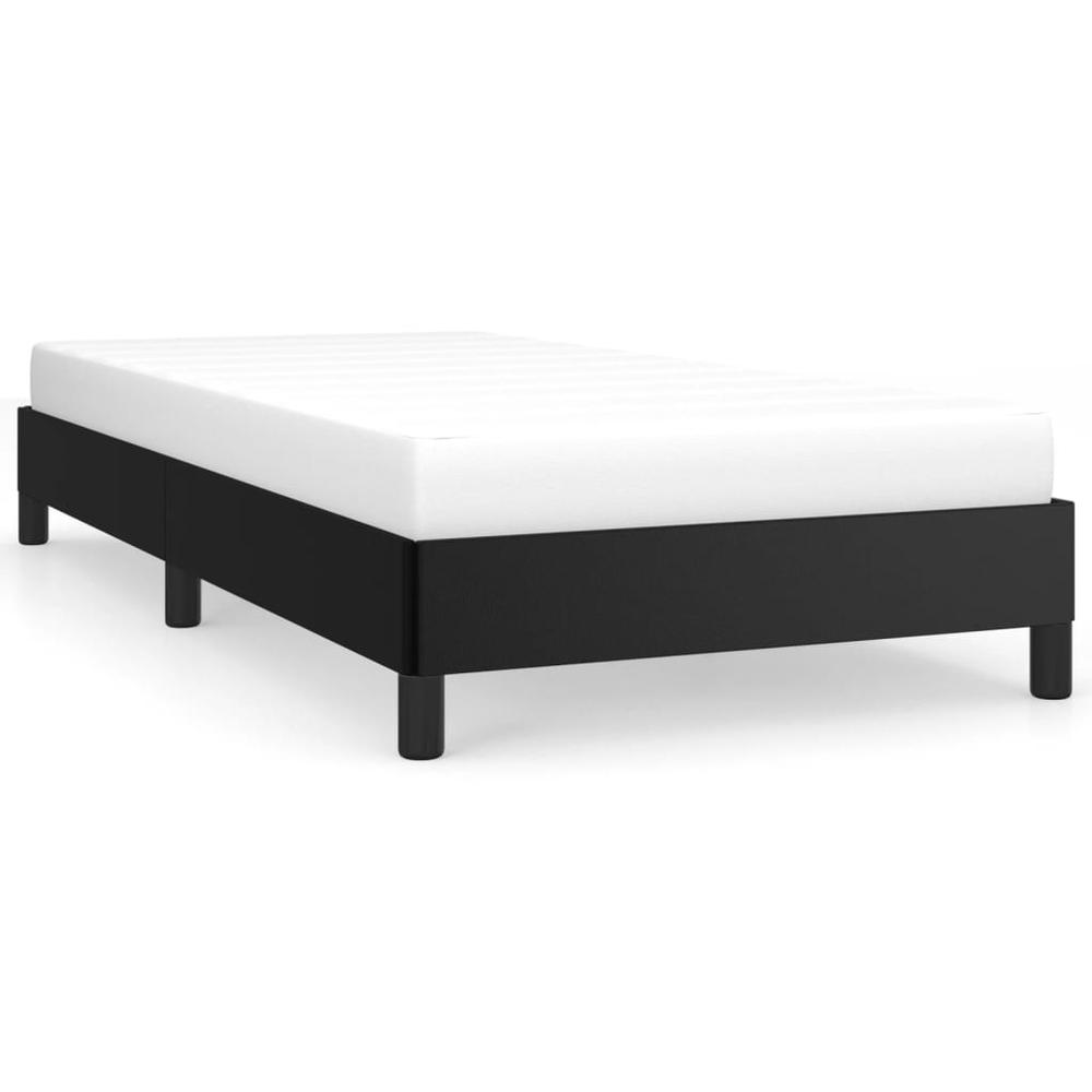 Bed Frame Black 39.4"x74.8" Twin Faux Leather. Picture 1