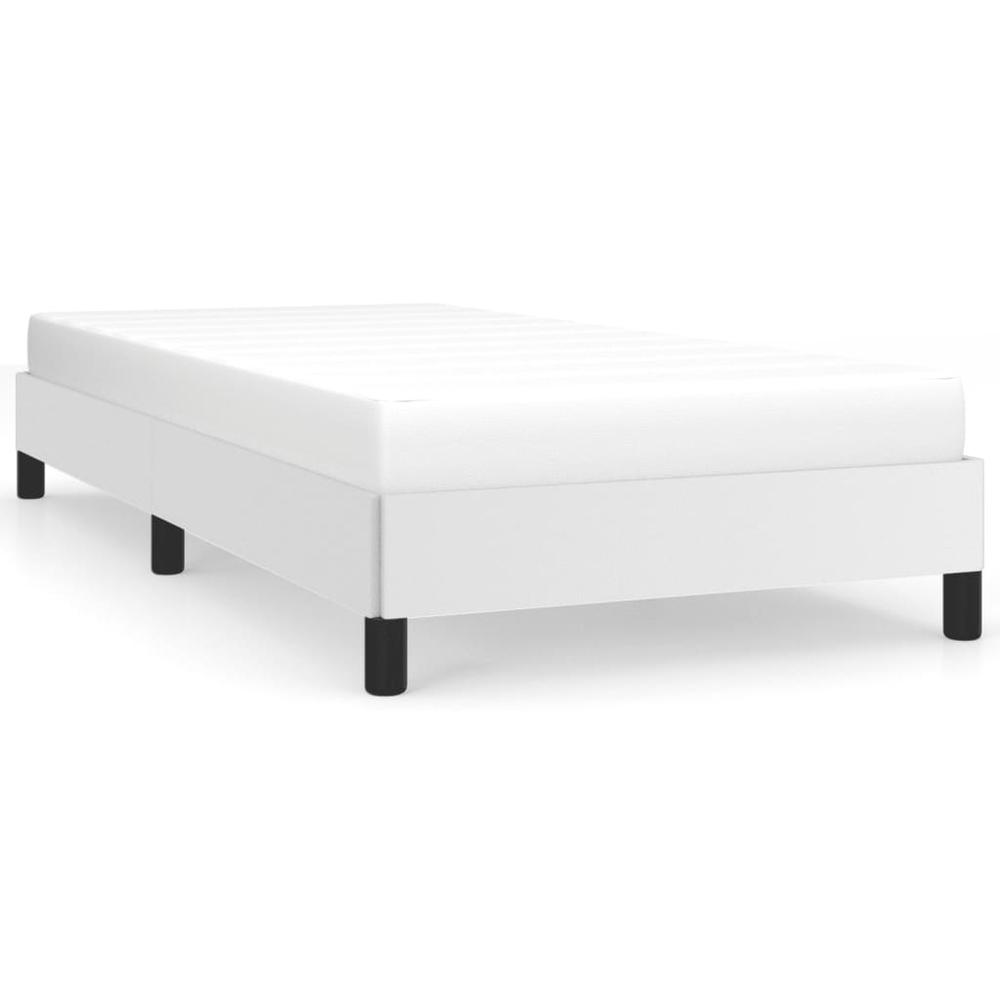 Bed Frame White 39.4"x74.8" Twin Faux Leather. Picture 1