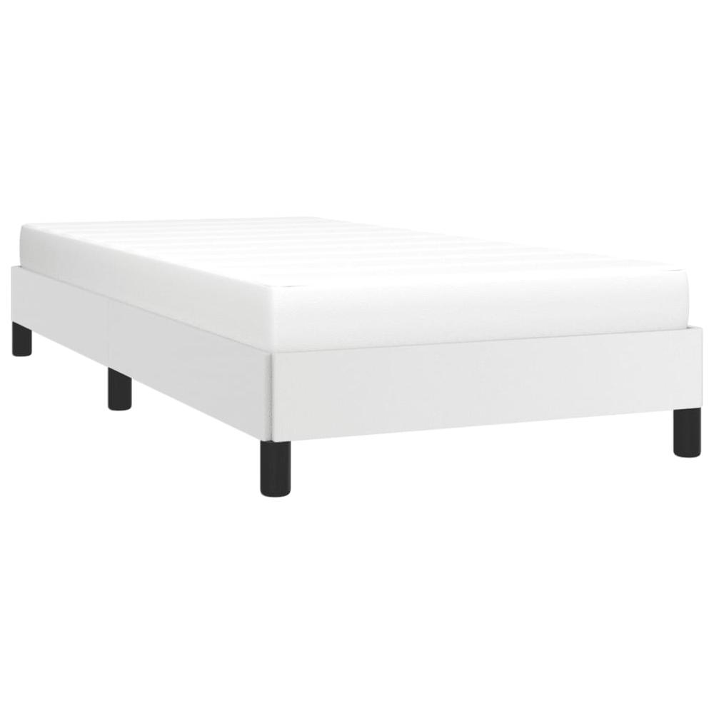 Bed Frame White 39.4"x74.8" Twin Faux Leather. Picture 2