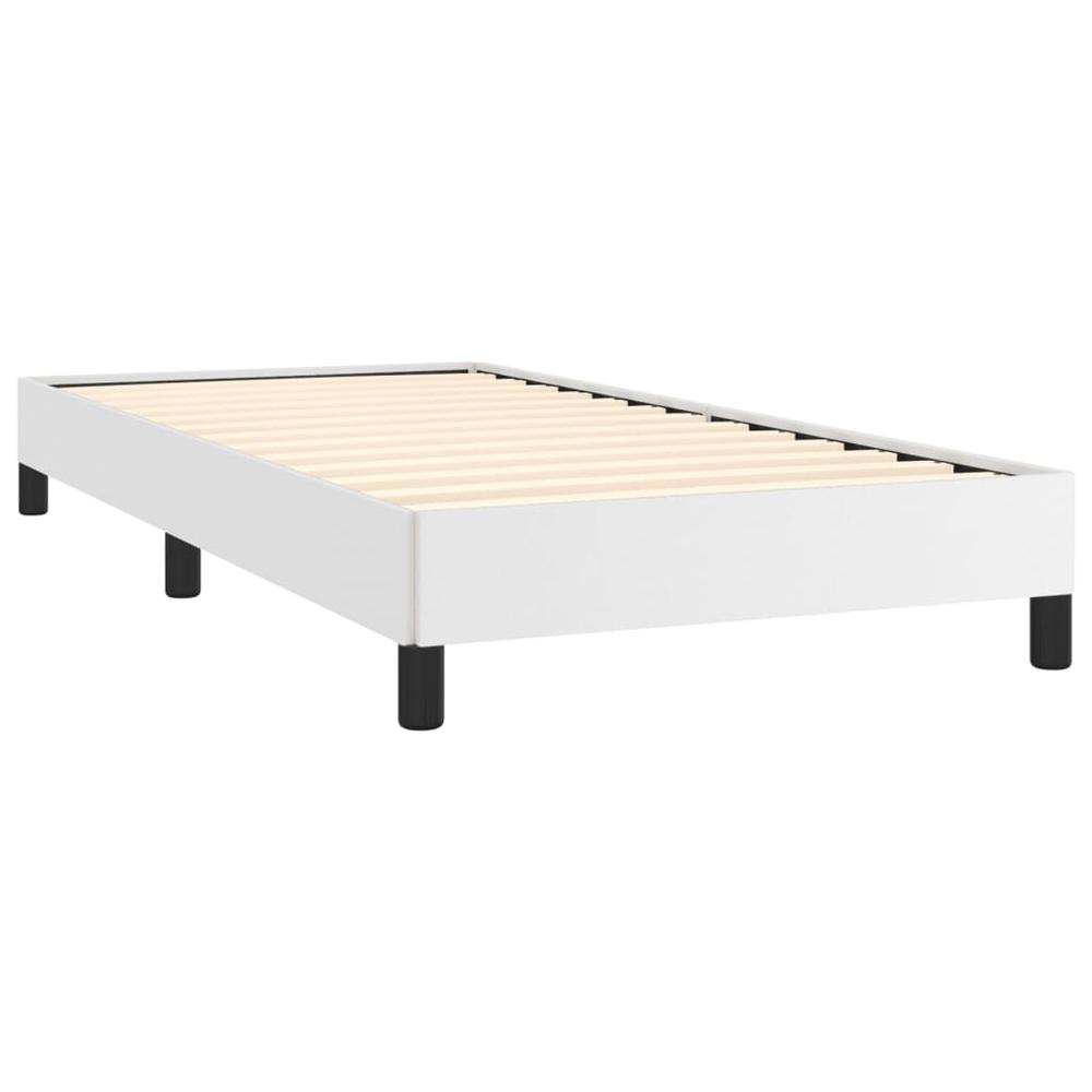 Bed Frame White 39.4"x74.8" Twin Faux Leather. Picture 3