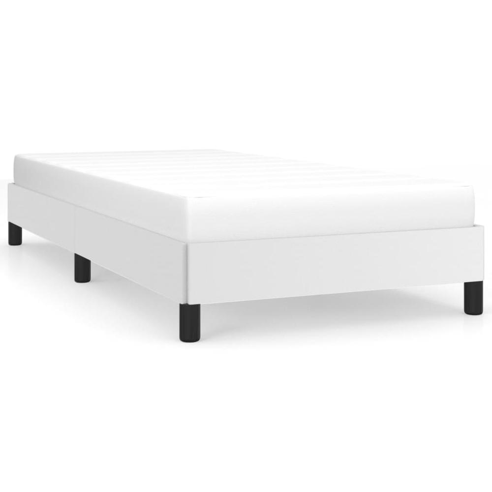 Bed Frame White 39.4"x79.9" Twin XL Faux Leather. Picture 1