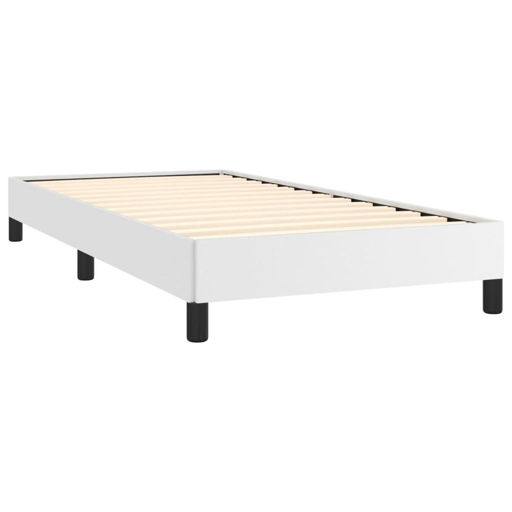 Bed Frame White 39.4"x79.9" Twin XL Faux Leather. Picture 3