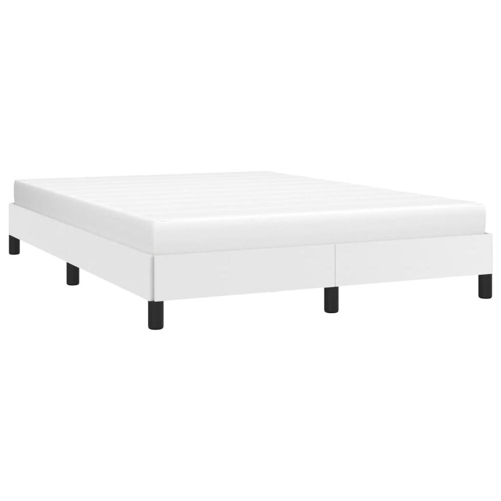 Bed Frame White 59.8"x79.9" Queen Faux Leather. Picture 2