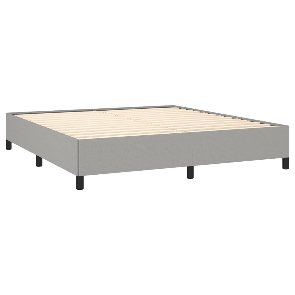 Bed Frame Light Gray 59.8"x79.9" Queen Fabric. Picture 3