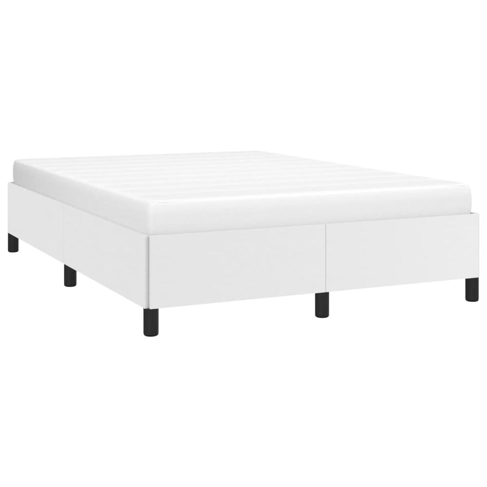 Bed Frame White 59.8"x79.9" Queen Faux Leather. Picture 2