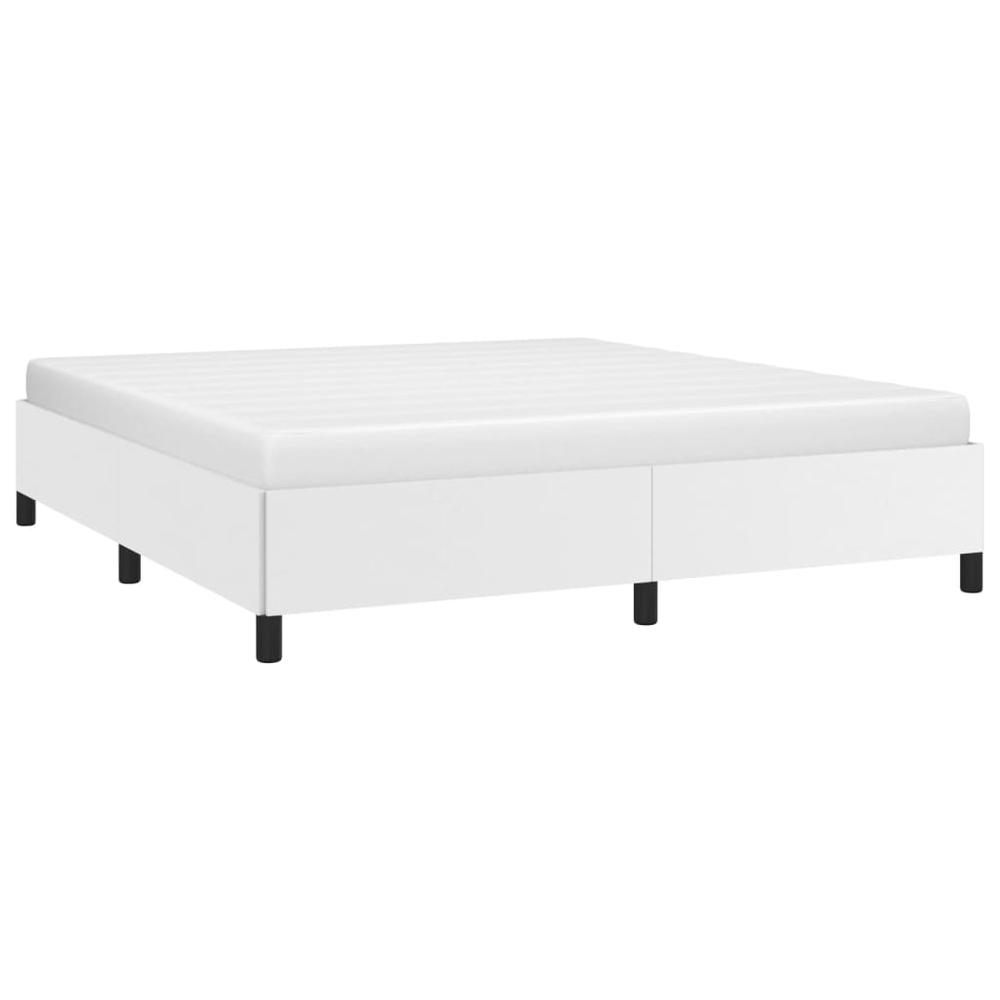 Bed Frame White 76"x79.9" King Faux Leather. Picture 2