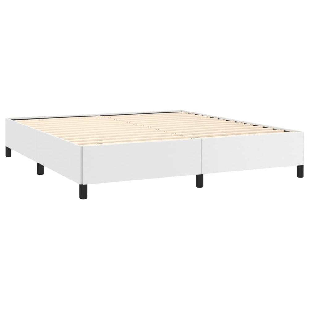Bed Frame White 76"x79.9" King Faux Leather. Picture 3