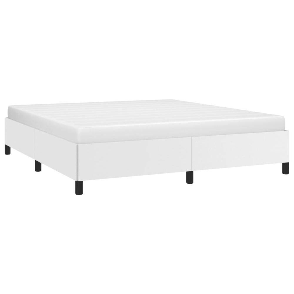 Bed Frame White 72"x83.9" California King Faux Leather. Picture 2