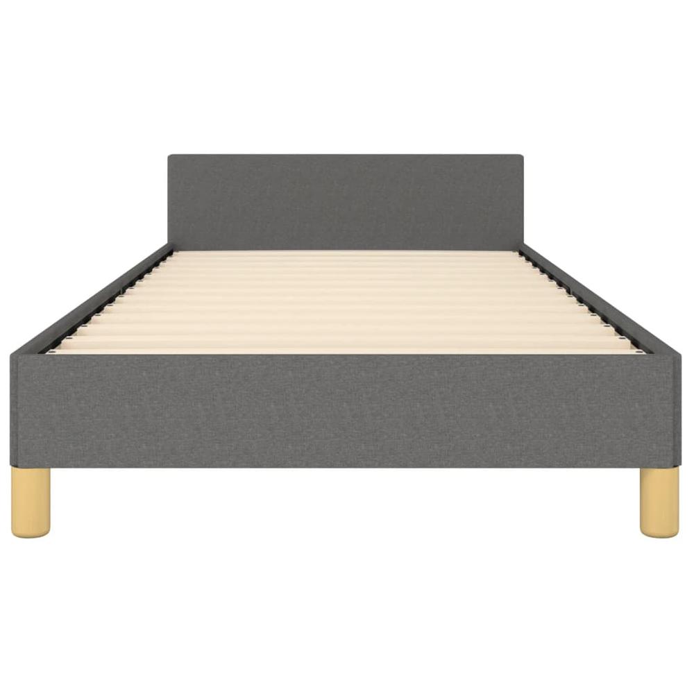 Bed Frame with Headboard Dark Gray 39.4"x74.8" Twin Fabric. Picture 4