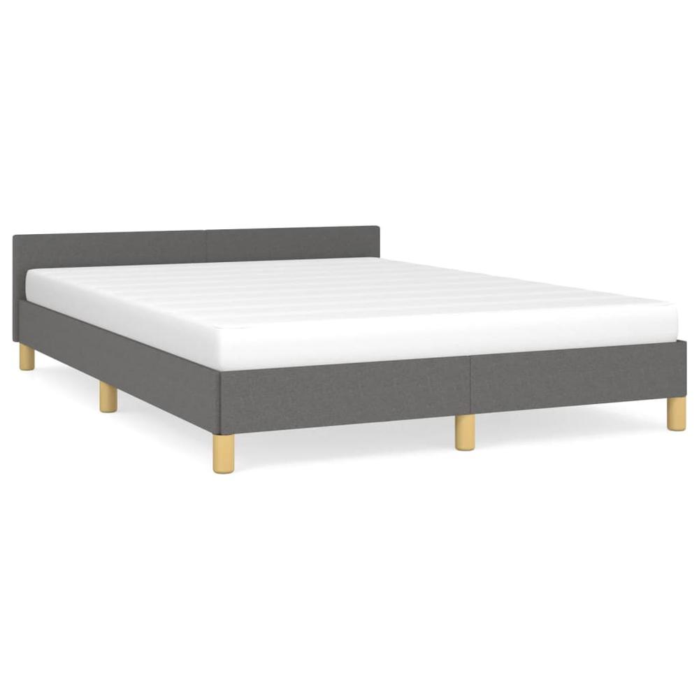 Bed Frame with Headboard Dark Gray 53.9"x74.8" Full Fabric. Picture 1