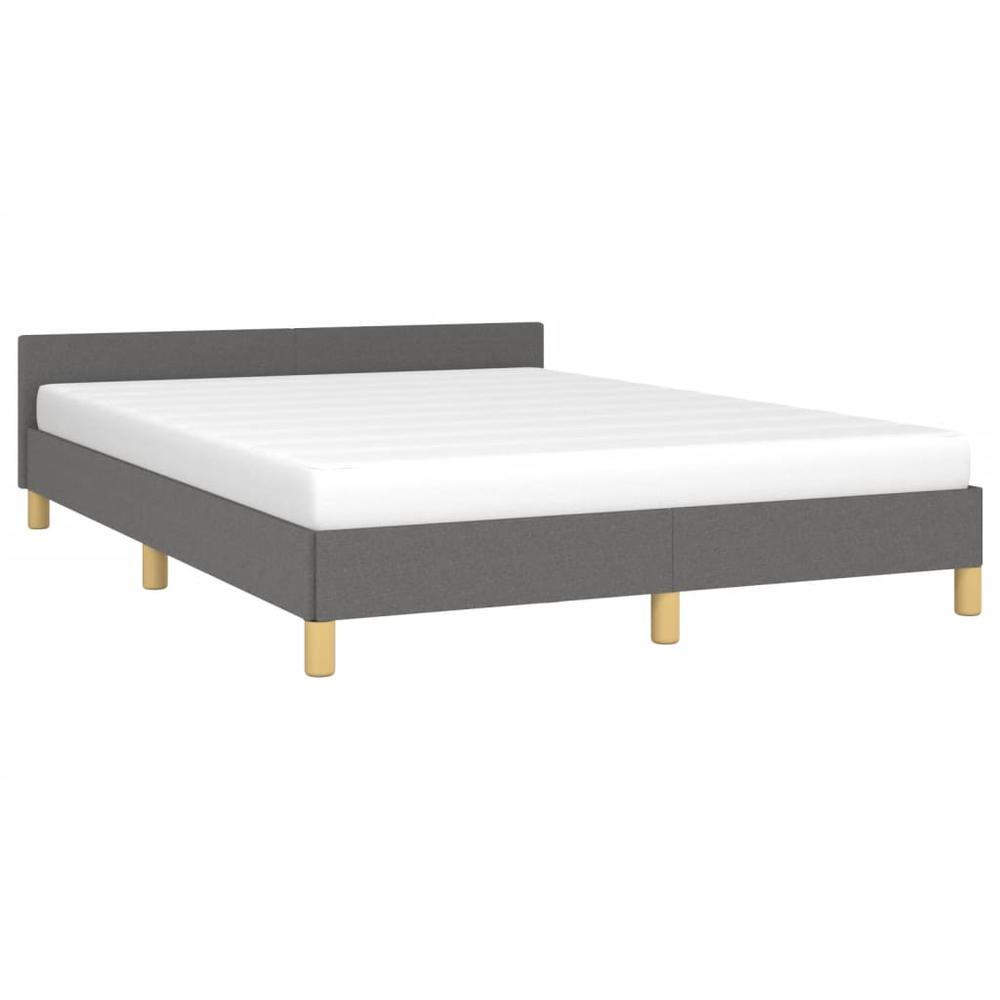 Bed Frame with Headboard Dark Gray 53.9"x74.8" Full Fabric. Picture 2