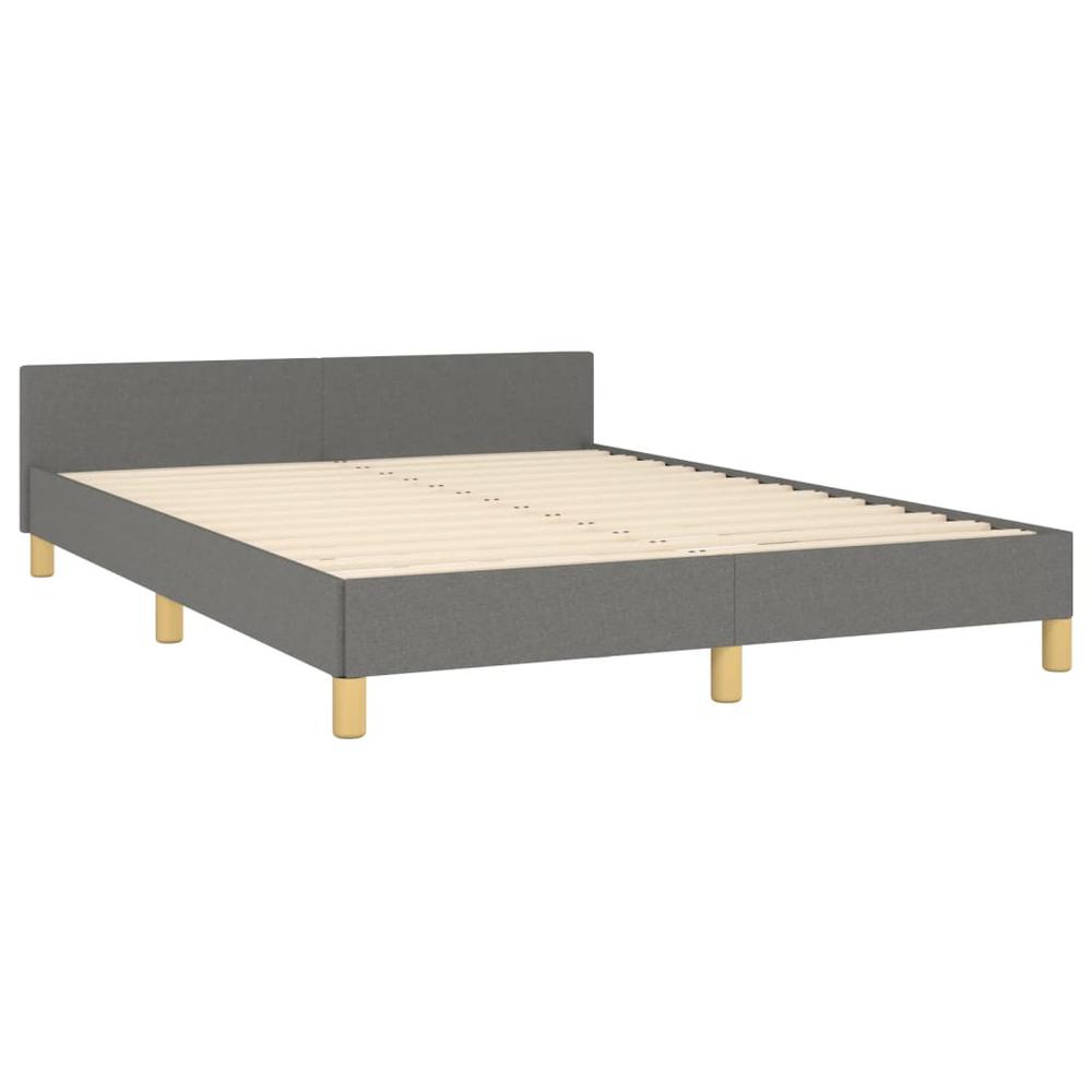 Bed Frame with Headboard Dark Gray 53.9"x74.8" Full Fabric. Picture 3