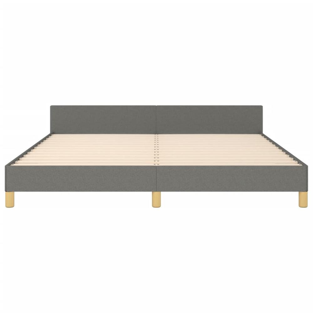 Bed Frame with Headboard Dark Gray 59.8"x79.9" Queen Fabric. Picture 4