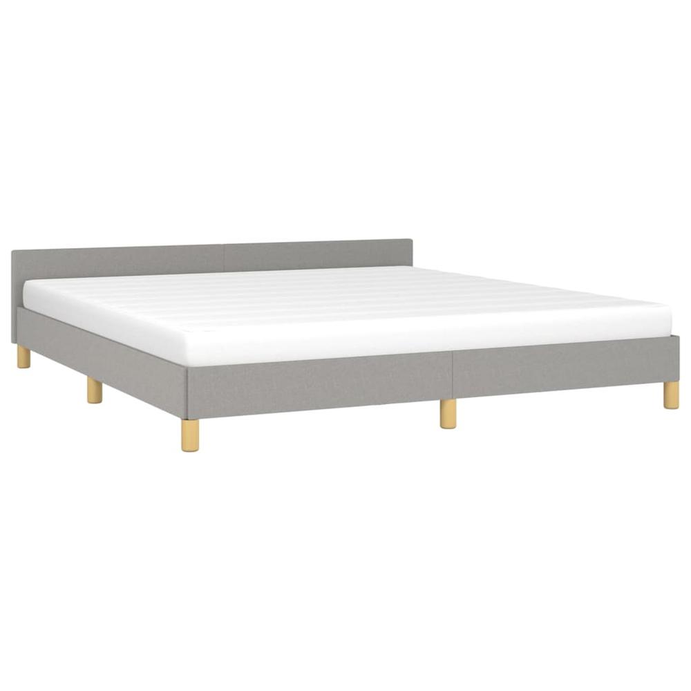 Bed Frame with Headboard Light Gray 76"x79.9" King Fabric. Picture 2