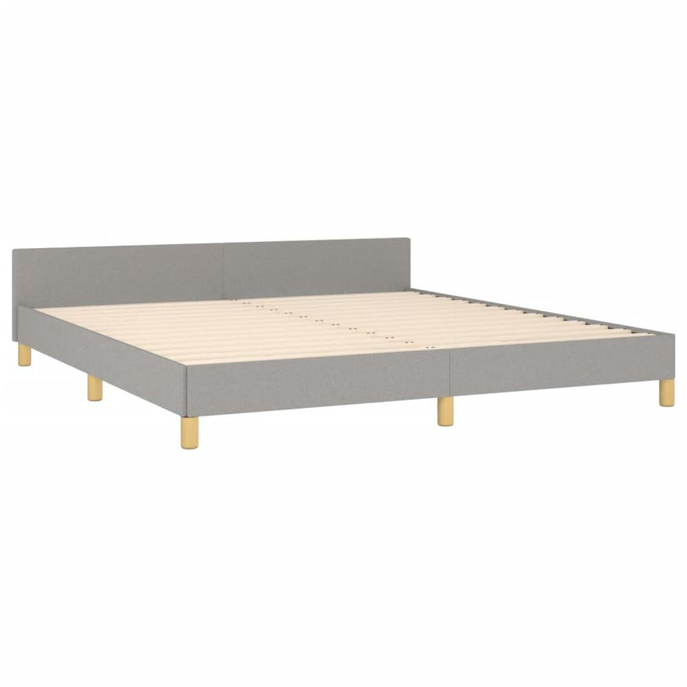 Bed Frame with Headboard Light Gray 76"x79.9" King Fabric. Picture 3