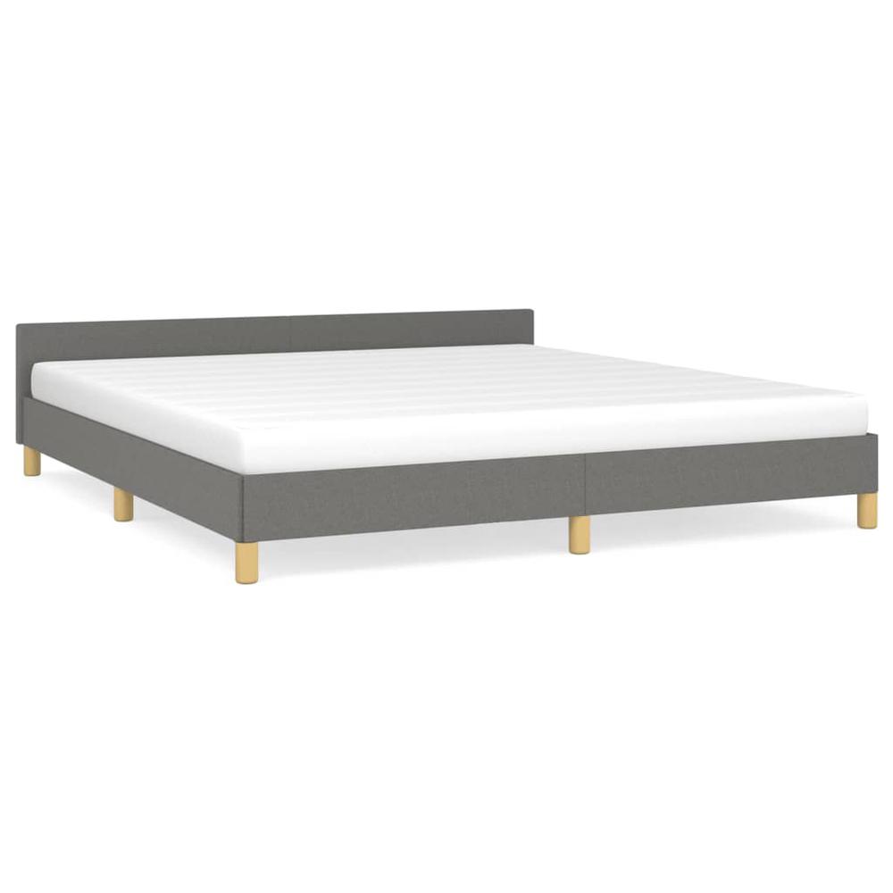 Bed Frame with Headboard Dark Gray 76"x79.9" King Fabric. Picture 1