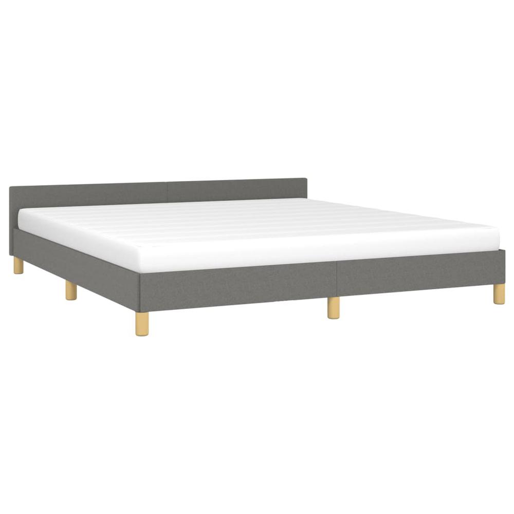 Bed Frame with Headboard Dark Gray 76"x79.9" King Fabric. Picture 2