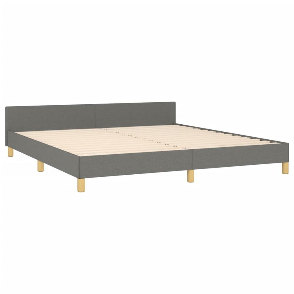 Bed Frame with Headboard Dark Gray 76"x79.9" King Fabric. Picture 3