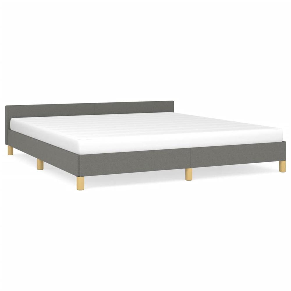 Bed Frame with Headboard Dark Gray 72"x83.9" California King Fabric. Picture 1