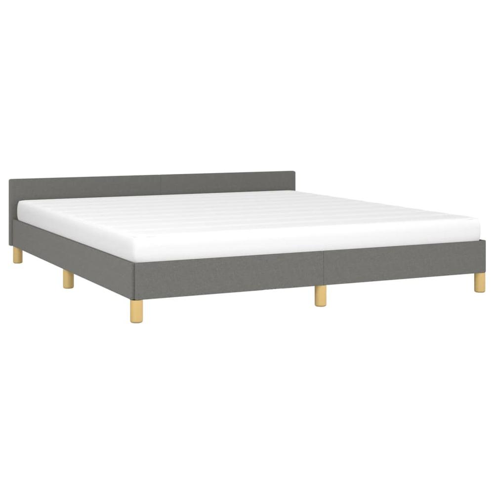 Bed Frame with Headboard Dark Gray 72"x83.9" California King Fabric. Picture 2