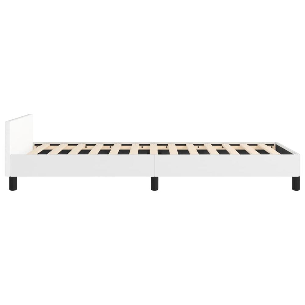 Bed Frame with Headboard White 39.4"x74.8" Twin Faux Leather. Picture 5