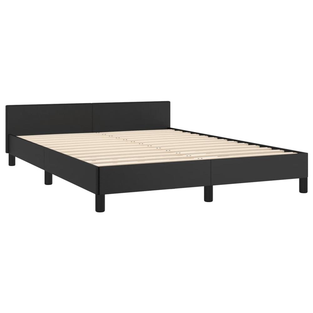 Bed Frame with Headboard Black 53.9"x74.8" Full Faux Leather. Picture 3