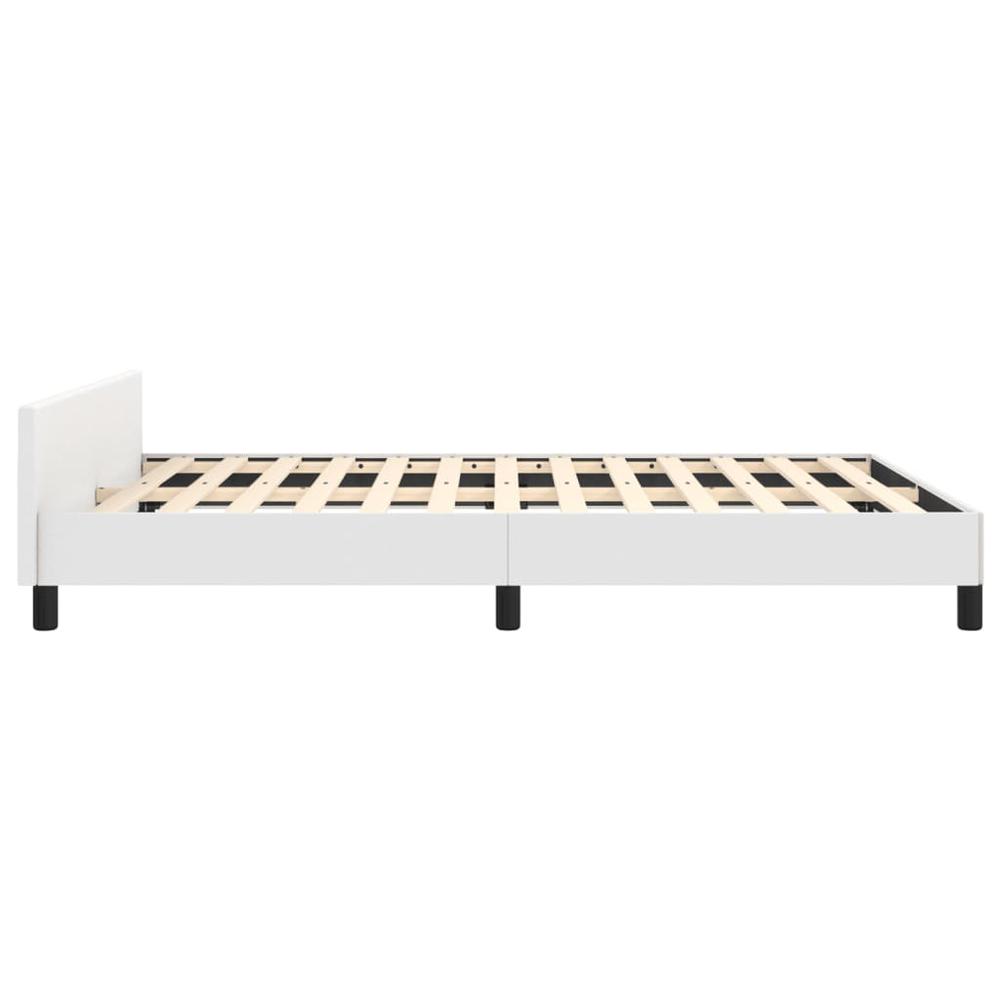 Bed Frame with Headboard White 53.9"x74.8" Full Faux Leather. Picture 5