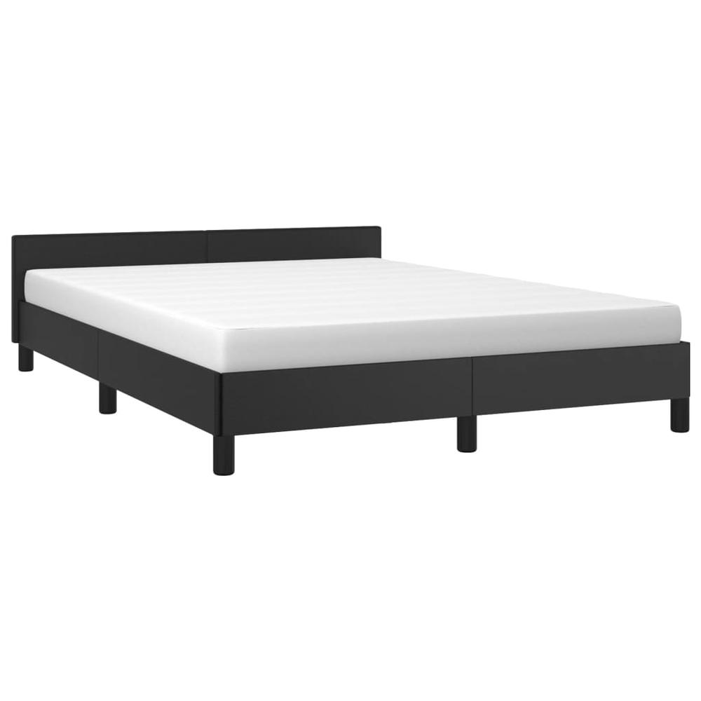 Bed Frame with Headboard Black 59.8"x79.9" Queen Faux Leather. Picture 2