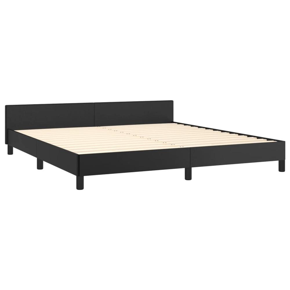 Bed Frame with Headboard Black 59.8"x79.9" Queen Faux Leather. Picture 3