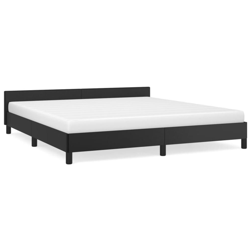 Bed Frame with Headboard Black 76"x79.9" King Faux Leather. Picture 1