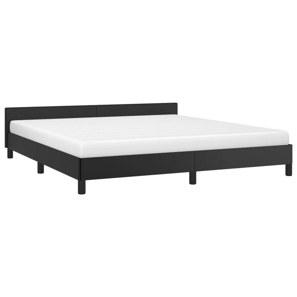 Bed Frame with Headboard Black 76"x79.9" King Faux Leather. Picture 2