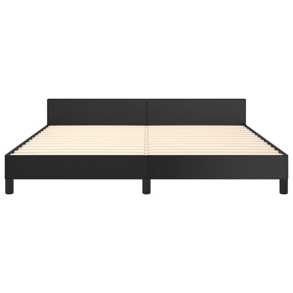 Bed Frame with Headboard Black 76"x79.9" King Faux Leather. Picture 4