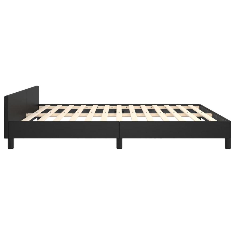 Bed Frame with Headboard Black 76"x79.9" King Faux Leather. Picture 5
