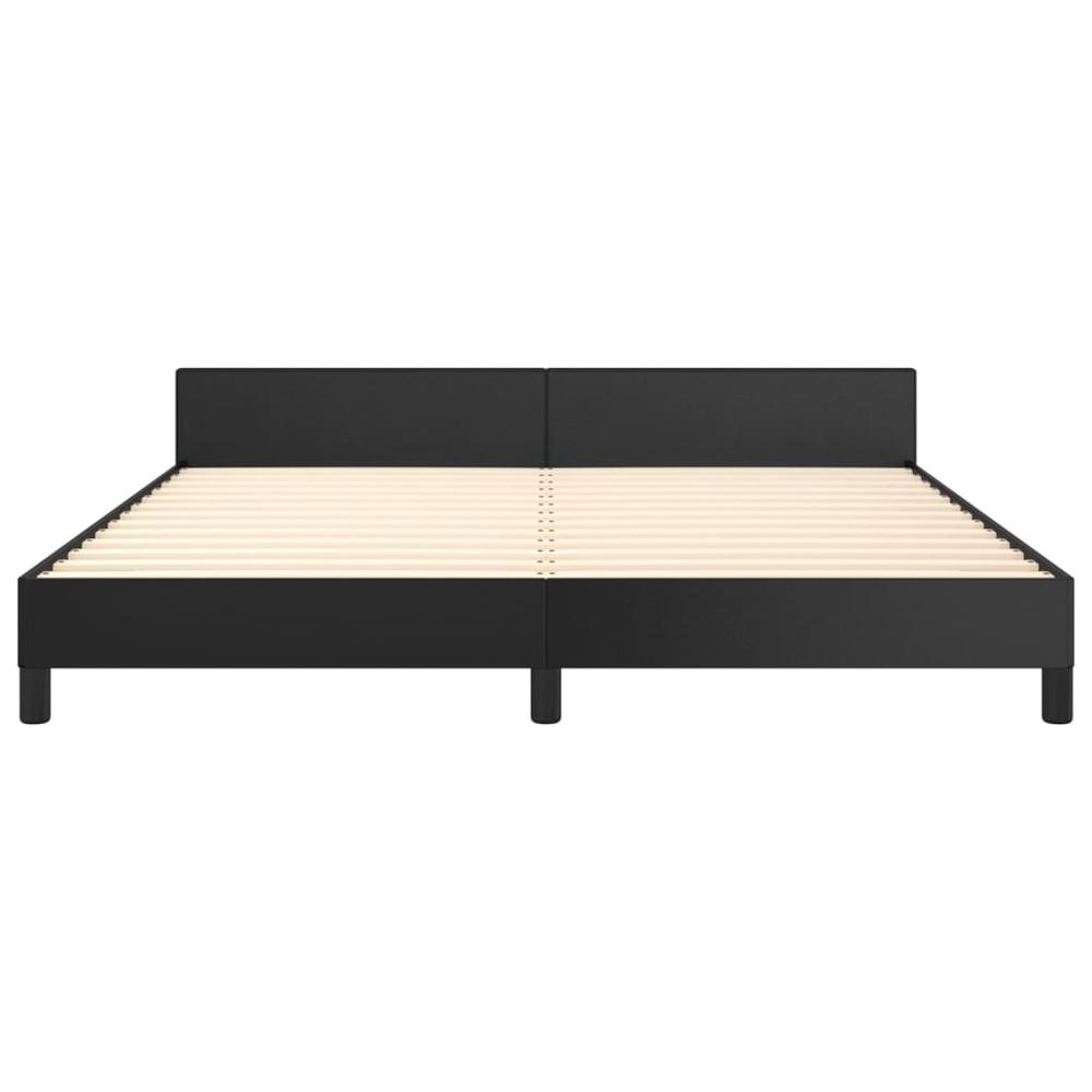 Bed Frame with Headboard Black 72"x83.9" California King Faux Leather. Picture 4