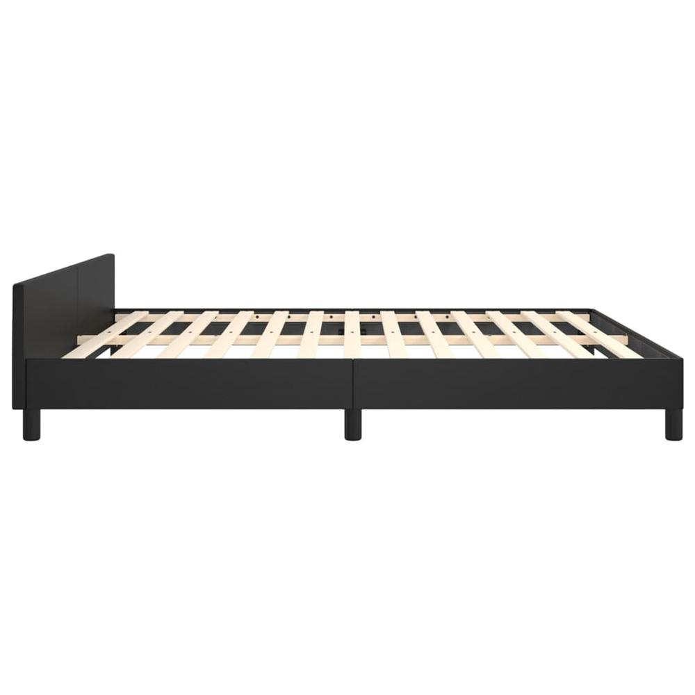 Bed Frame with Headboard Black 72"x83.9" California King Faux Leather. Picture 5