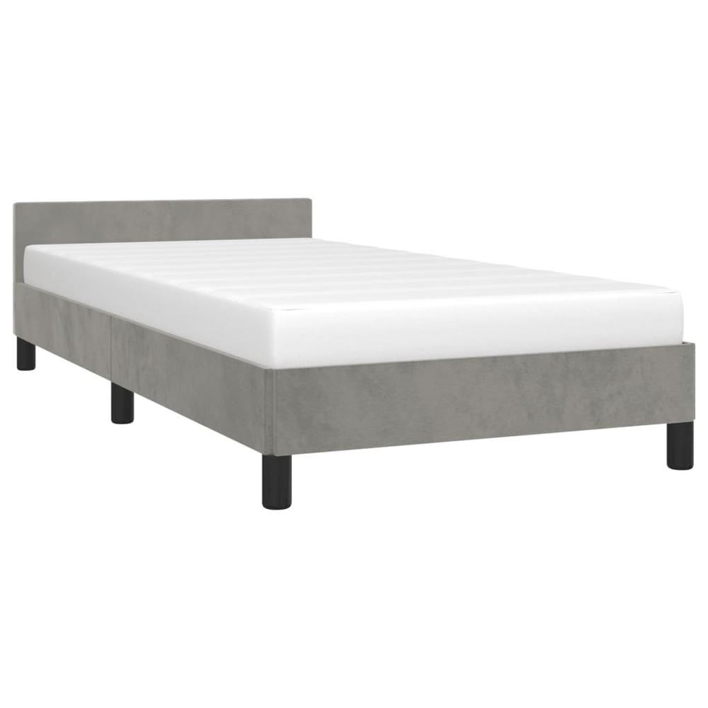 Bed Frame with Headboard Light Gray 39.4"x74.8" Twin Velvet. Picture 2