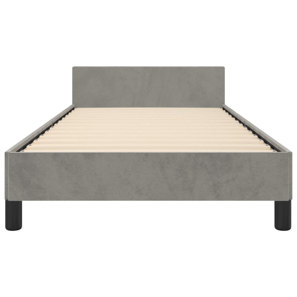Bed Frame with Headboard Light Gray 39.4"x74.8" Twin Velvet. Picture 4