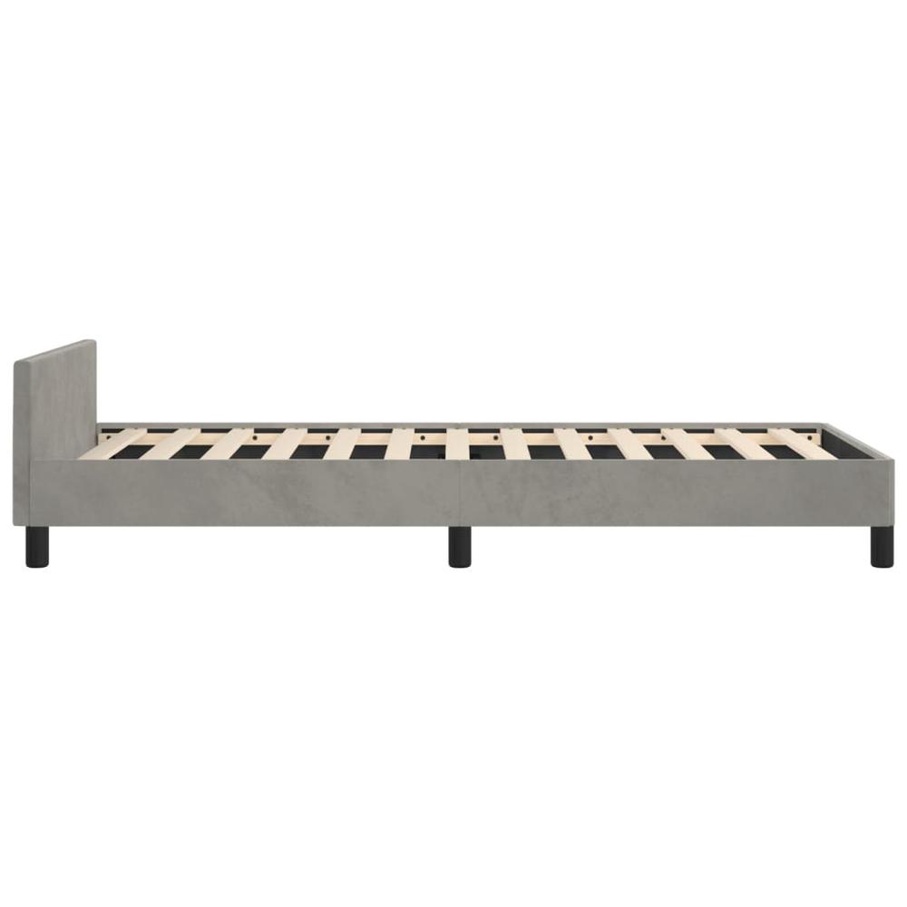 Bed Frame with Headboard Light Gray 39.4"x74.8" Twin Velvet. Picture 5