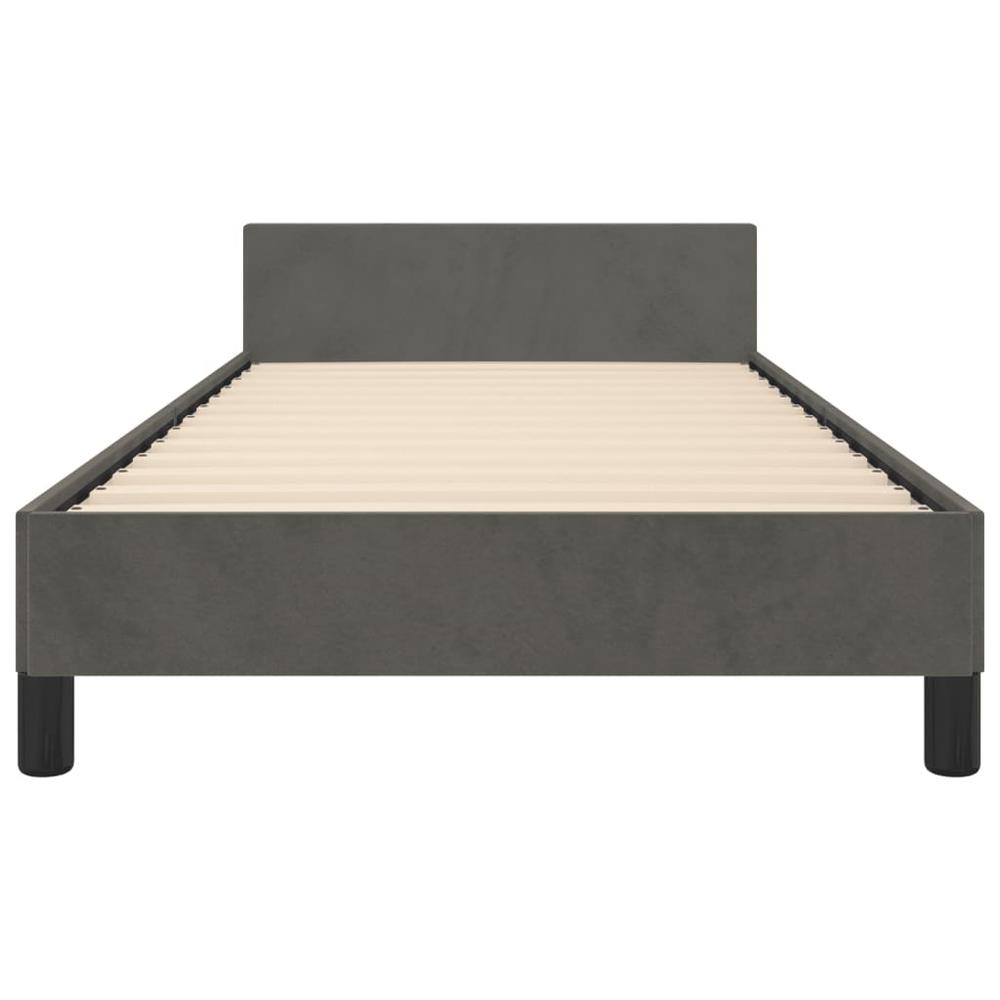 Bed Frame with Headboard Dark Gray 39.4"x74.8" Twin Velvet. Picture 4