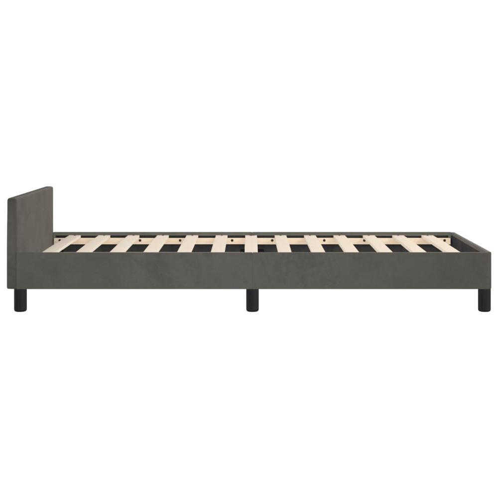 Bed Frame with Headboard Dark Gray 39.4"x74.8" Twin Velvet. Picture 5