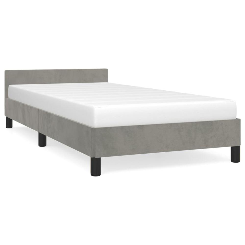 Bed Frame with Headboard Light Gray 39.4"x79.9" Twin XL Velvet. Picture 1