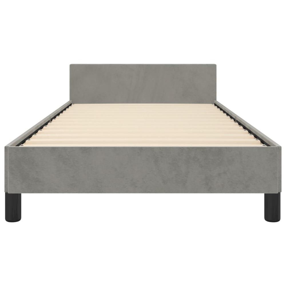 Bed Frame with Headboard Light Gray 39.4"x79.9" Twin XL Velvet. Picture 4