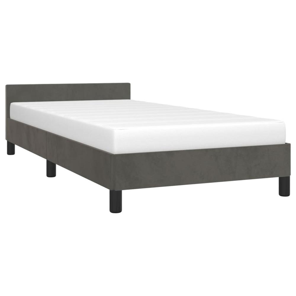 Bed Frame with Headboard Dark Gray 39.4"x79.9" Twin XL Velvet. Picture 2